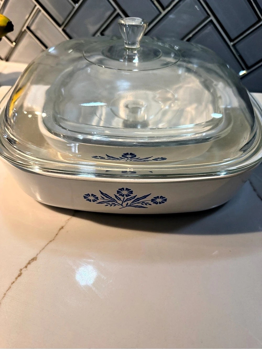 CorningWare P-16-B / P-16-8 Blue Floral Casserole Dish Set